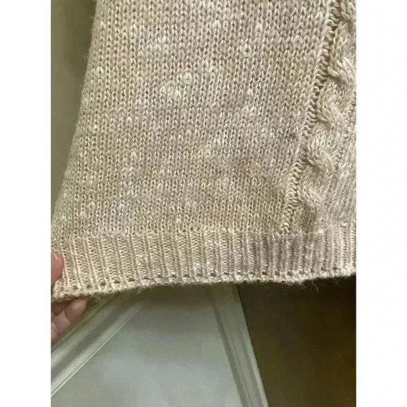 Vintage Ashley S Pink White Heathered Knit Sweater With Pearl Button Mock Neck S - Picture 4 of 14